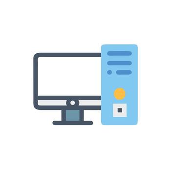 un computadora monitor con un amarillo botón en eso vector