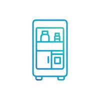 A refrigerator with a door open and a bottle of water inside vector
