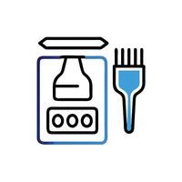 A blue and white icon of a fork and spoon vector