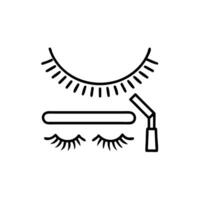 Eyelashes and mascara line icon vector