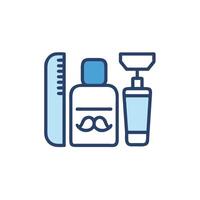 A barber's shop with a comb, razor and bottle vector