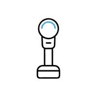 A microphone on a stand with a blue light vector