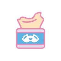 A pink and blue container with a mask inside vector