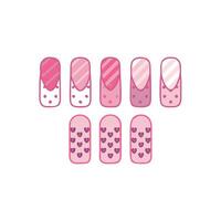 Nail art with hearts and stripes vector