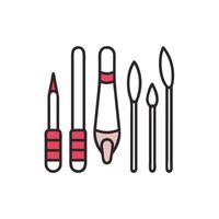 A set of tools that are used to make art vector