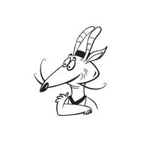 A cartoon goat with a long nose and a long beard vector