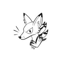 A drawing of a fox with a bird on its head vector