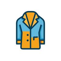 A coat icon with a blue and orange color scheme vector