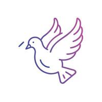A dove is flying in the air with a purple line vector