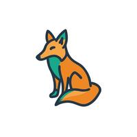 A fox sitting on a white background vector