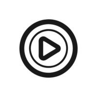 Play button icon in black and white on a white background vector