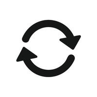 A black and white image of a circular arrow pointing to the left vector