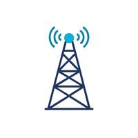 A radio tower with a blue icon vector