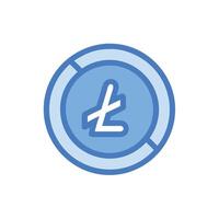 A blue and white icon of a litecoin coin vector