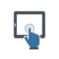Touch screen icon with finger on screen, illustration vector