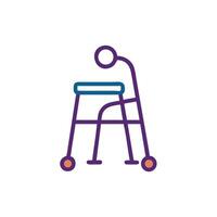 A person sitting in a chair with a walker vector