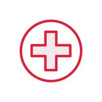 A red cross in a circle on a white background vector