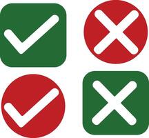 Green Check and Red Cross Symbol for Approval and Rejection Concepts vector