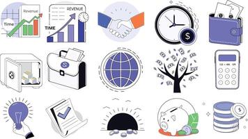 Modern Business and Finance Icon Set for Financial Concepts and Management vector