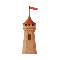 Castle Tower with Flag, Part of Medieval Ancient Fortress Illustration vector