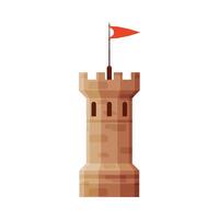 Castle Tower with Flag, Element of Medieval Stone Fortress Illustration vector
