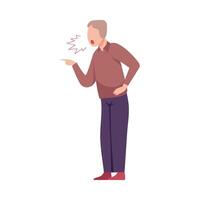 Rude Angry Businessman Character Yelling and Pointing with His Finger Flat Illustration vector