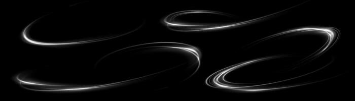 Abstract Swirling Light Patterns Displayed on a Black Background, Creating a Striking Visual vector