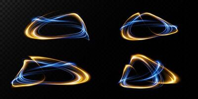 Discover Dynamic Light Trails in Blue and Orange with Smooth Curves for a modern look vector