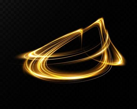 Dynamic Golden Light Trails Set Against a Dark Background Create a Stunning Visual Effect vector