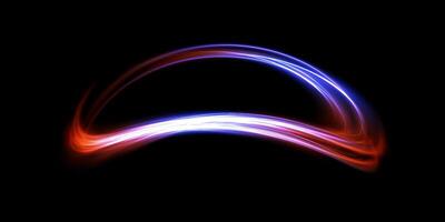 A captivating display of red and blue light waves blended against a black background vector