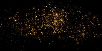 Shimmering Glittering Gold Particles Set Against a Striking Black Background Surface vector