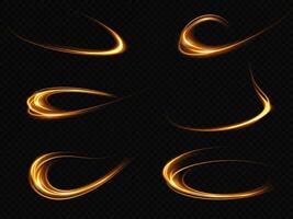Elegant Gold Light Trails on a Rich Black Background, Creating a Stunning Visual Experience vector