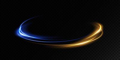 Dynamic Light Swirls of Blue and Gold on a Striking Black Background That Captivates vector
