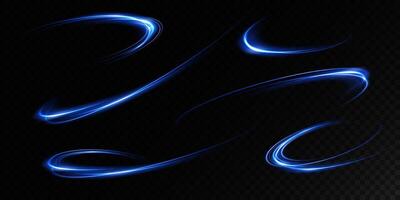 Stunning Dynamic Blue Light Waves Set Against a Striking Black Background Design vector