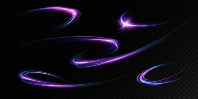 Abstract Neon Light Swirls Create Beautiful and Stunning Patterns on a Dark Black Background Space vector
