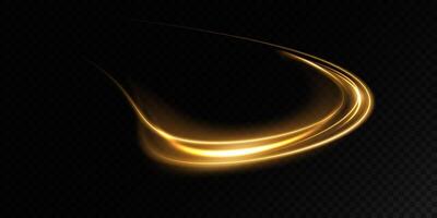An Elegant and Beautiful Golden Light Wave Gracefully Flowing on a Dark Background Setting vector