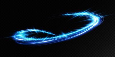 A stunning and dynamic blue light swirl effect set against a deep, dark background palette vector