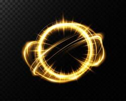 Golden Abstract Planetary Orbit Featuring Sparkles, Light Effects, and Cosmic Vibes vector