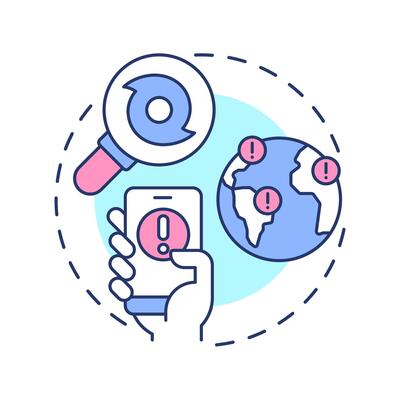 Travel alert multi color concept icon. Notifications about potential threats. Trip management service. Round shape line illustration. Abstract idea. Graphic design. Easy to use in presentation