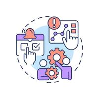 Risk monitoring and review multi color concept icon. Tracking changes. Danger management process. Round shape line illustration. Abstract idea. Graphic design. Easy to use in promotional material vector