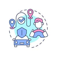 Secure transportation multi color concept icon. Safe journey options. Travel management service. Round shape line illustration. Abstract idea. Graphic design. Easy to use in presentation vector