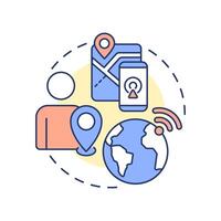 Traveler tracking multi color concept icon. Real time updates on location. Travel risk management solution. Round shape line illustration. Abstract idea. Graphic design. Easy to use in presentation vector