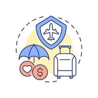 Travel insurance multi color concept icon. Financial coverage. Journey risk management solution. Round shape line illustration. Abstract idea. Graphic design. Easy to use in promotional material vector