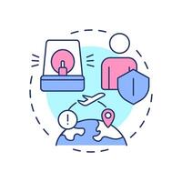 Evacuation services multi color concept icon. Safe removal from dangers. Travel management system. Round shape line illustration. Abstract idea. Graphic design. Easy to use in presentation vector