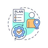 Business continuity multi color concept icon. Critical operations. Benefit of travel risk management. Round shape line illustration. Abstract idea. Graphic design. Easy to use in promotional material vector