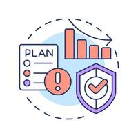 Risk mitigation multi color concept icon. Strategy of accidents handling. Danger management process. Round shape line illustration. Abstract idea. Graphic design. Easy to use in promotional material vector