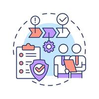 Risk treatment multi color concept icon. Implementing mitigation strategies. Danger management process. Round shape line illustration. Abstract idea. Graphic design. Easy to use in presentation vector