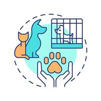 Animal shelters multi color concept icon. Safe spaces for pets during emergencies. Public safety. Round shape line illustration. Abstract idea. Graphic design. Easy to use in application vector