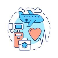 Air ambulance multi color concept icon. Critical care aircraft for patients. Medical transportation service. Round shape line illustration. Abstract idea. Graphic design. Easy to use in presentation vector