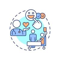Patient friendly service multi color concept icon. Supportive environment. Quality of medical care. Round shape line illustration. Abstract idea. Graphic design. Easy to use in application vector